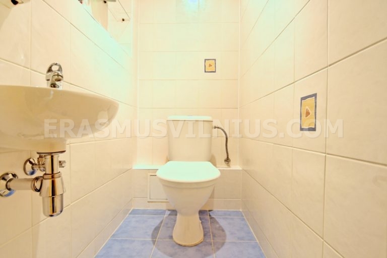 Cuisine et coin repas dans l'appartement Erasmus 4 chambres, Kauno gatvė