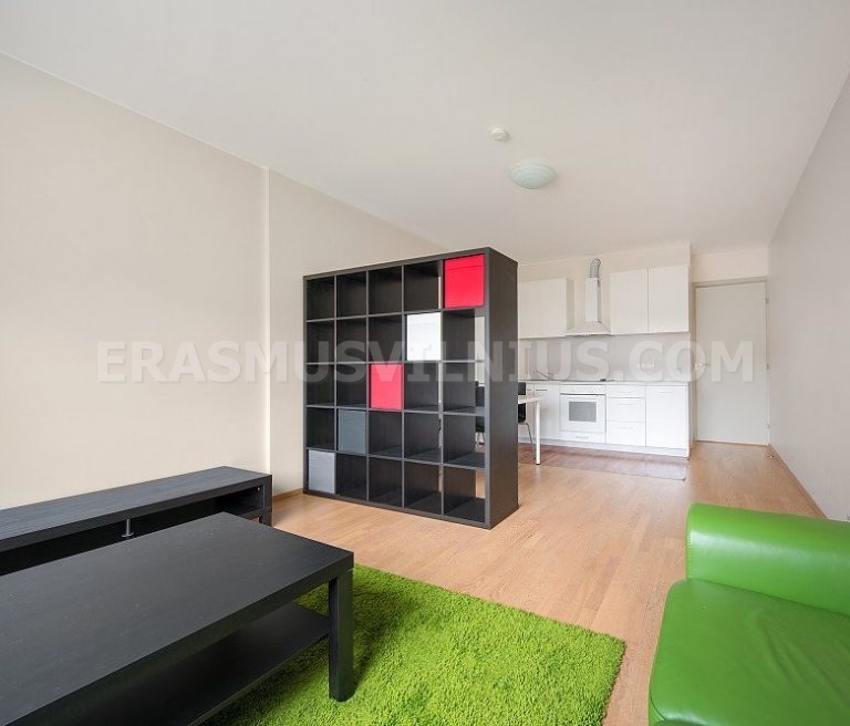 Coin repas de la cuisine dans l'appartement 2 chambres près de la vieille ville de Vilnius